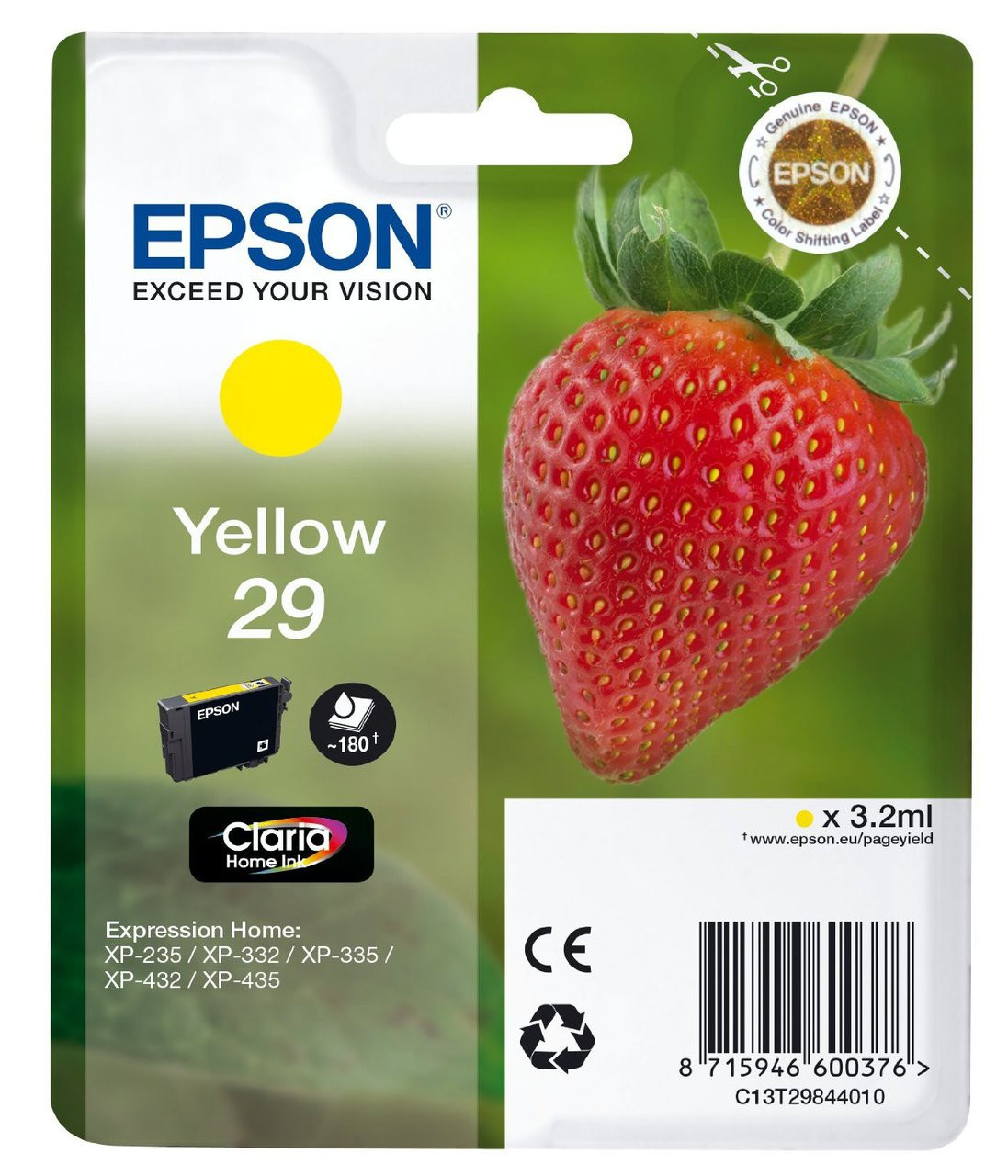 Genuine Yellow Epson 29 printer ink cartridge Epson Genuine Yellow Epson 29 printer ink cartridge Epson