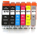 Compatible to Canon PGI 570XL black & CLI 571XL black cyan magenta yellow & grey printer ink cartridges