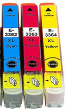 Compatible 33XL cyan magenta yellow pack high capacity cartridges non OEM but print great in Epson printer