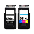 Canon PG 560XL black + CL 561XL Colour Ink Cartridges. Premium remanfactured. Compatible with Canon Printers Non OEM