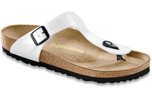 White patent fashion birkenstocks