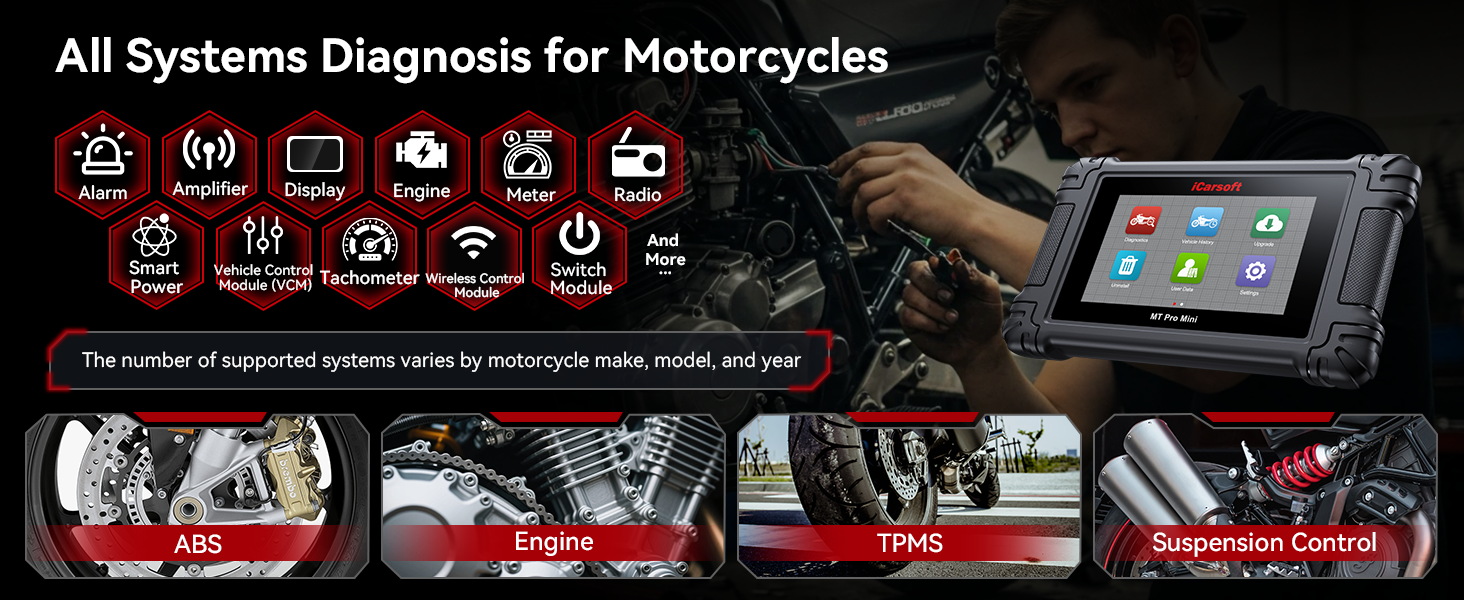 All system diagnostics for motorbikes