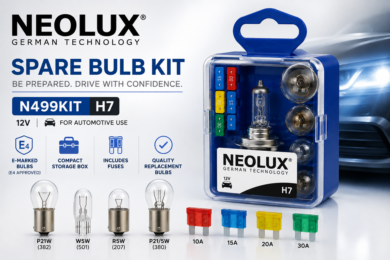 NEOLUX N499KIT H7 12V spare car bulb and fuse kit
