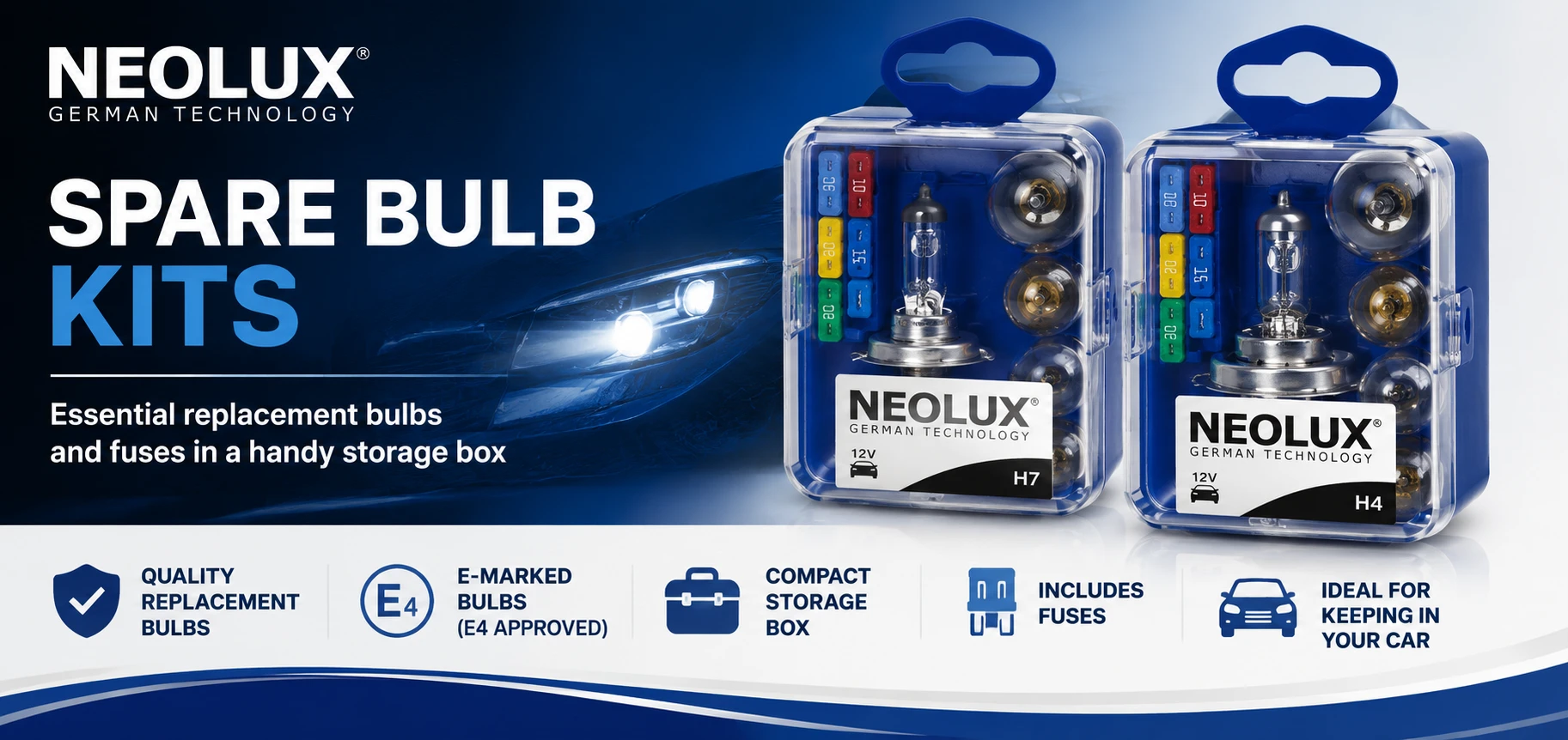 NEOLUX Spare Bulb Kits - H4 and H7 NEOLUX Spare Bulb Kits - H4 and H7 Replacement Car Bulbs and Fuses