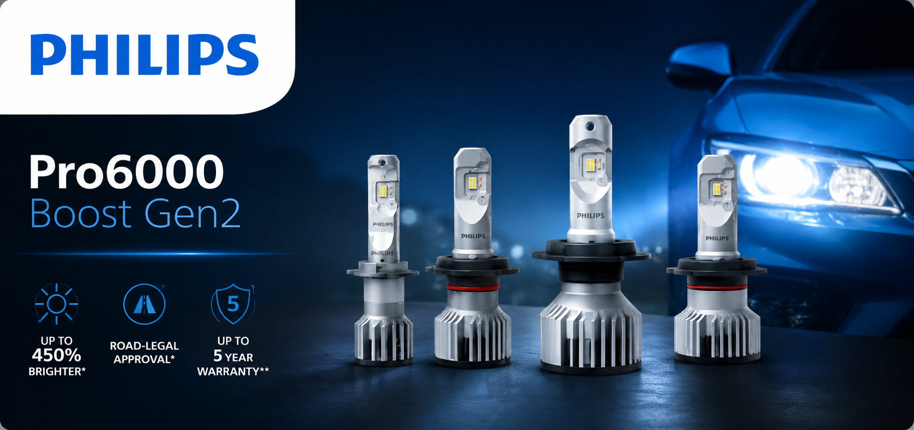 Philips Ultinon Pro6000 Boost Gen2 LED Headlight Bulbs