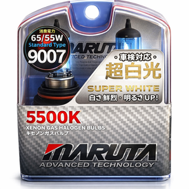 MARUTA® 9007 / HB5 Super White 5500K Headlight Bulbs 65/55W Pair