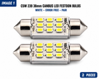 C5W 239 38mm CANBUS LED Festoon Bulbs White Error Free Interior Number Plate Lights - Pair