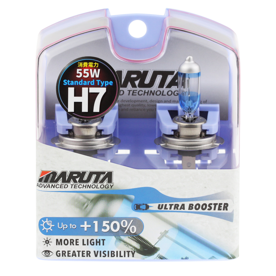 MARUTA H7 55W Ultra Booster +150% 12V 4100K Xenon Gas Filled Bulbs