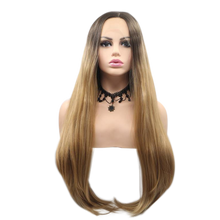 KENDALL- Lace Front Long Straight Layers Ombre Blonde Wig - by Queenie Wigs