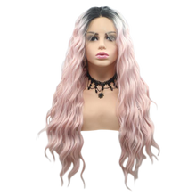 SHANNON - Lace Front Wavy Ombre Baby Pink Wig - by Queenie Wigs