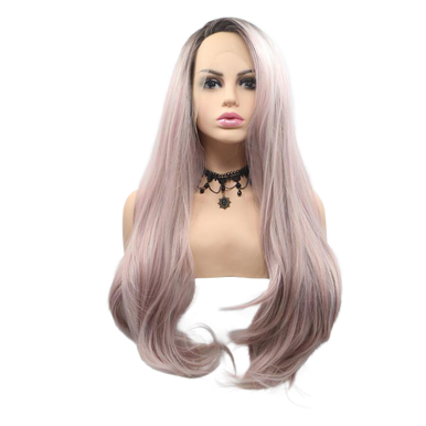 REBECCA - Lace Front Long Ombre Pink Wig - by Queenie Wigs