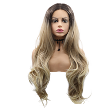 AVA - Lace Front Long Wavy Ombre Blonde Wig - by Queenie Wigs