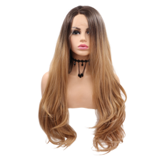 ISABELLA - Lace Front Long Wavy Ombre Brown Wig - by Queenie Wigs
