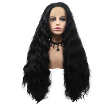 CHARLOTTE - Lace Front Long Wavy Black Wig - by Queenie Wigs