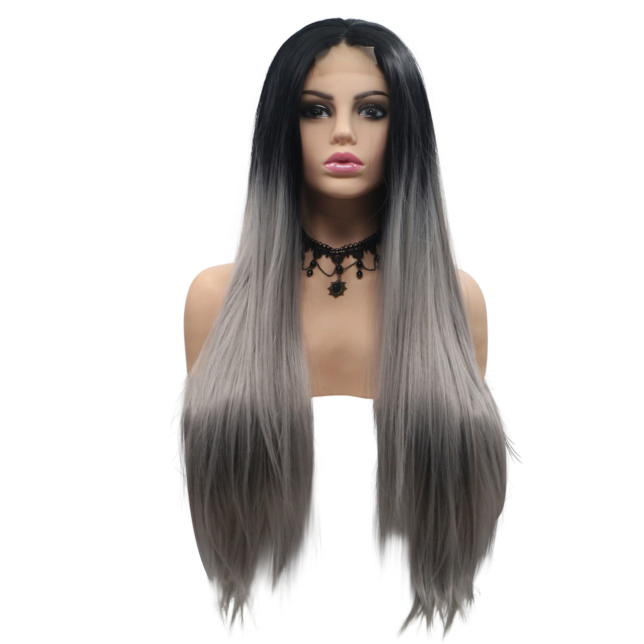 silver ombre lace front wig