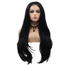 EVELYN - Lace Front Long Wavy Black Wig - by Queenie Wigs