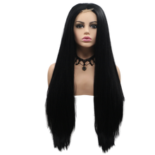 ABIGAIL - Lace Front Long Straight Black Wig - by Queenie Wigs