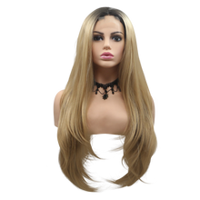 AVERY - Lace Front Long Straight Ombre Blonde Wig - by Queenie Wigs