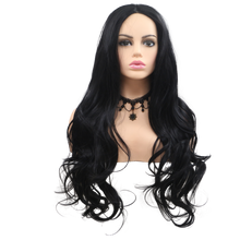 MADISON - Lace Front Long Wavy Black Wig - by Queenie Wigs