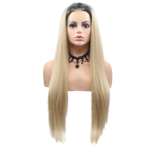 SCARLETT - Lace Front Long Straight Ombre Blonde Wig - by Queenie Wigs