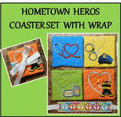 In The Hoop Hometown Hero Coaster Set with Wrap Embroidery Machine Design Set 5"x7" Hoop