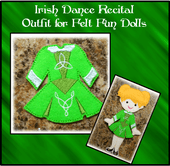 In The Hoop Irish Dance Recital Dress for Felt Fun Dolls Embroidery Machine Design