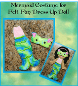 In The Hoop Mermaid Costume Set for Felt Fun Dolls Embroidery Machine Design