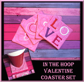 In The Hoop Valentine Coaster Embroidery Machine Design Set