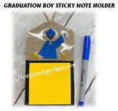 In The Hoop Graduation Boy Sticky Note Holder Embroidery Machine Design