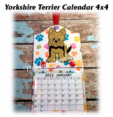 In The Hoop Yorkshire Terrier Calendar 4x4 Embroidery machine Design