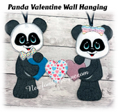 In The Hoop Panda Valentine Wall Hanging Embroidery Machine Design