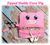 In The Hoop Zipped Buddy Case Piggy Embroidery Machine Design