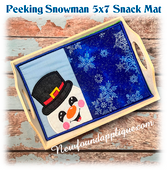 In The Hoop Peeker Snowman Coaster 5x7 Embroidery Machine Design