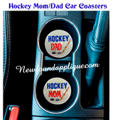 In The Hoop Hockey Car Coaster Mom and Dad Embroidery Machine Design Set