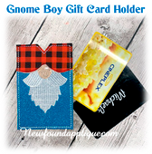 In The Hoop Boy Gnome Gift Card Holder Embroidery Machine Design