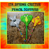 In The Hoop Spring Critter Pencil Topper Embroidery Machine Design Set