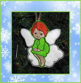 In The Hoop Angel Boy on Cloud Christmas Ornament Embroidery Machine Design