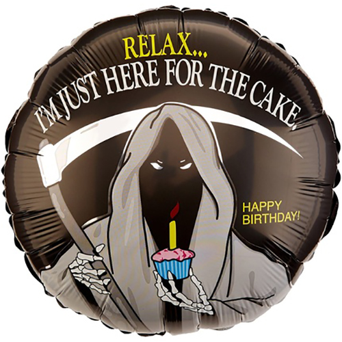 Over The Hill Grim Reaper "I Am Here for the Cake" Foil Balloon -  ZoomParty.com