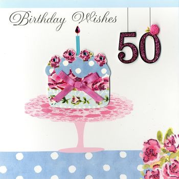 Birthday Wishes 50 - Cake With Candle | Happy 50 Birthday