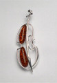 Large Cello Pin, Sterling with Amber