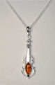 Amber and Sterling Violin Pendant