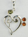 Treble and Bass Clef Pendant in Amber and Sterling