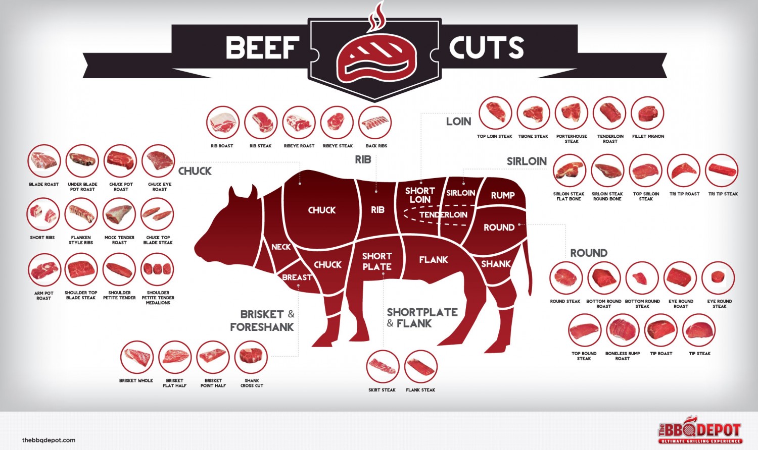 Infographic detailing various Beef Cuts 