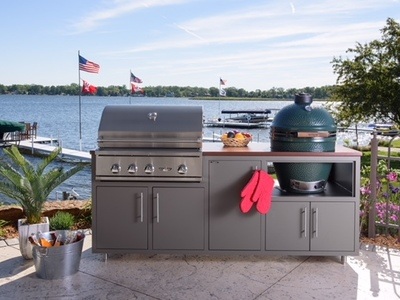 Challenger Designs Coastal 82" Outdoor Kitchen Package with Delta Heat 32" Grill and Large Egg Base