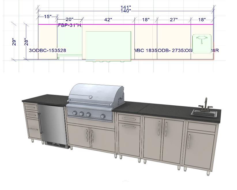Challenger Designs 3-D Rendering of an Outdoor Kitchen
