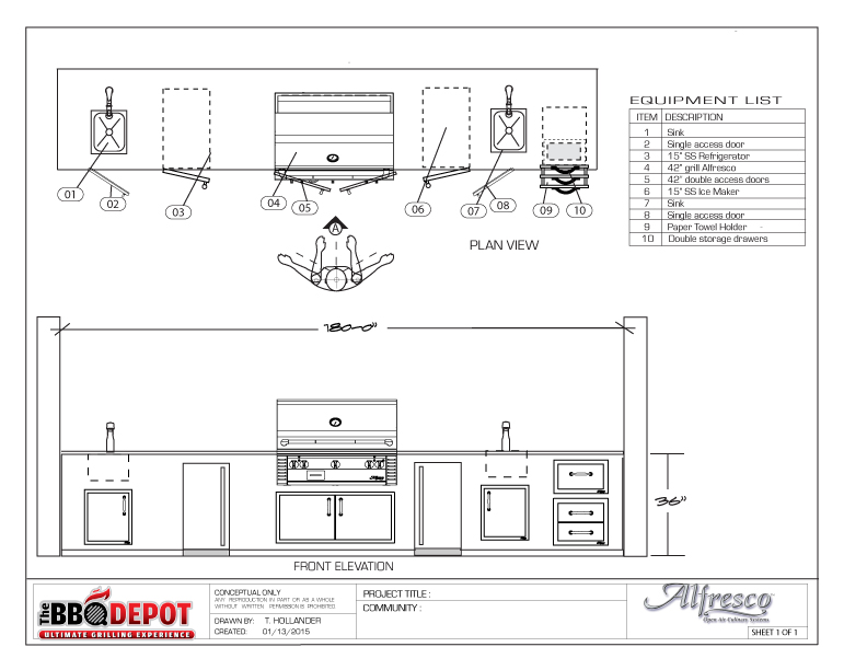 Outdoor Kitchen Elevations Clubhouse No Hood