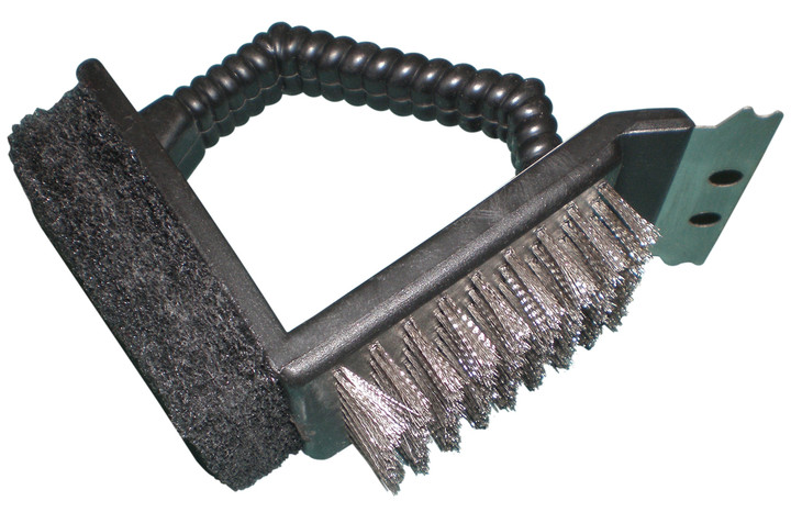 2-way Grill Brush With Scrubber with Stainless Steel and Scraper