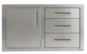 Alfresco 32" Triple Drawer Combo Unit with Single Door-Left - AXE-DDC-L-SC