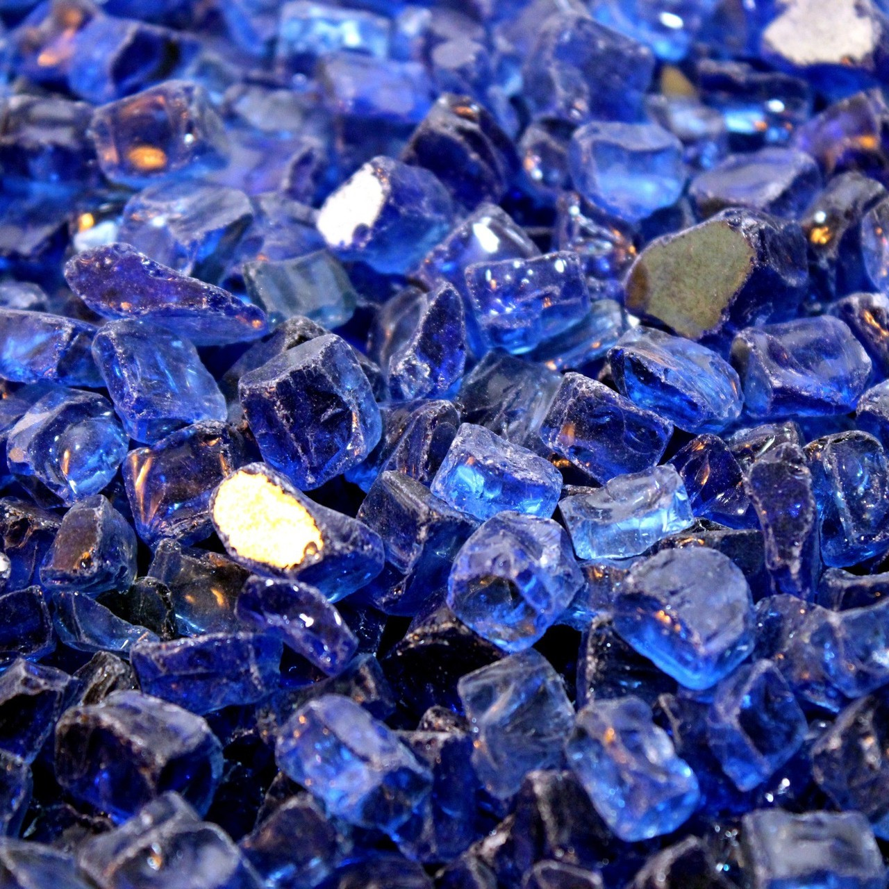 10 LBS 1/4" Cobalt Blue Reflective Fireglass Fireplace Glass Fire Pit Crystals 