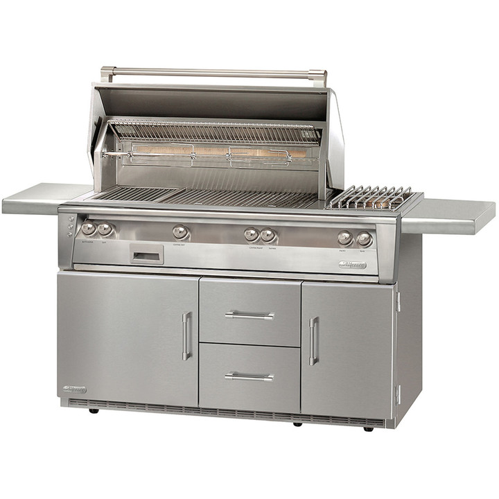 Alfresco 56-in Deluxe Grill Refrigerated Cart w Side Burner